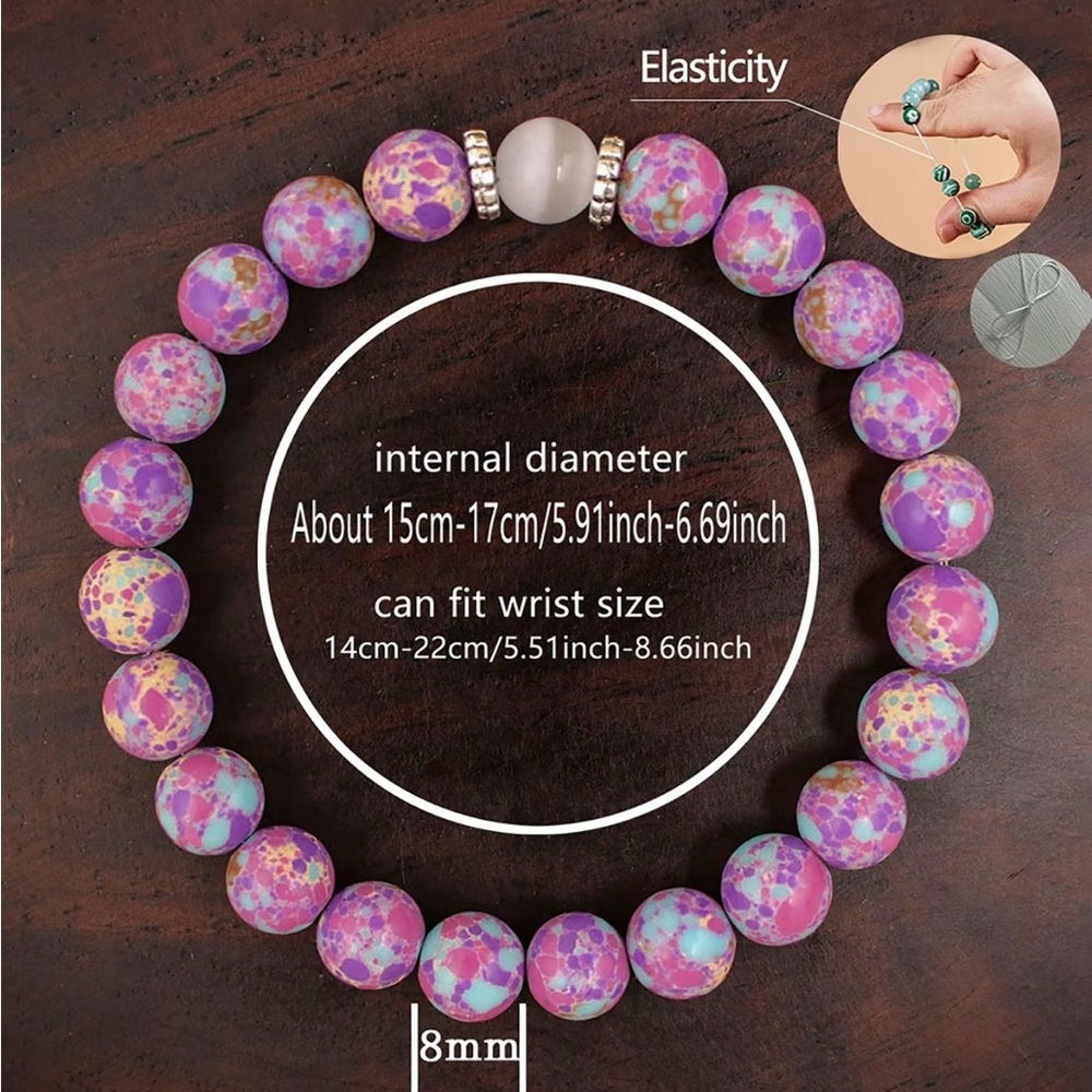 Purple Elastic Beaded Bracelet